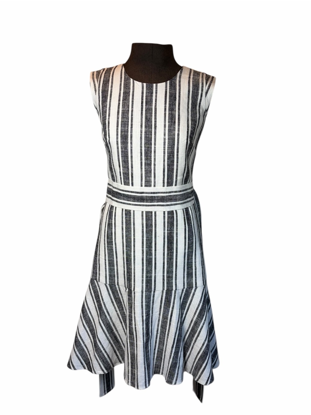 J.Crew Black & White Striped Fit & Flare Dress Size 0 Sleeveless